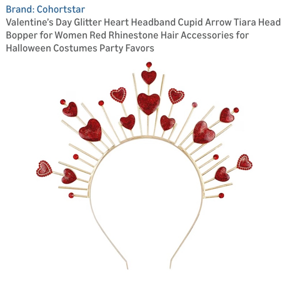 Red Glitter Heart Headband
